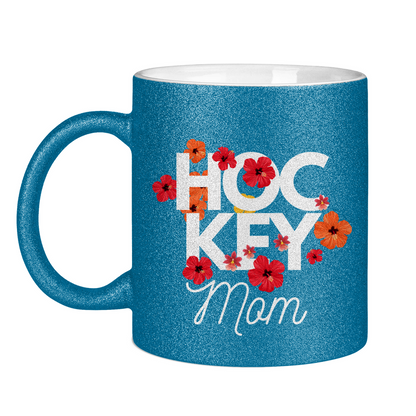 Glitzertasse HOCKEYMOM FLOWERS