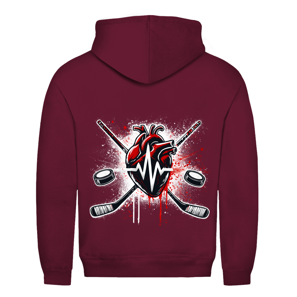 Unisex Hoodie HOCKEY HEARTBEAT (back)