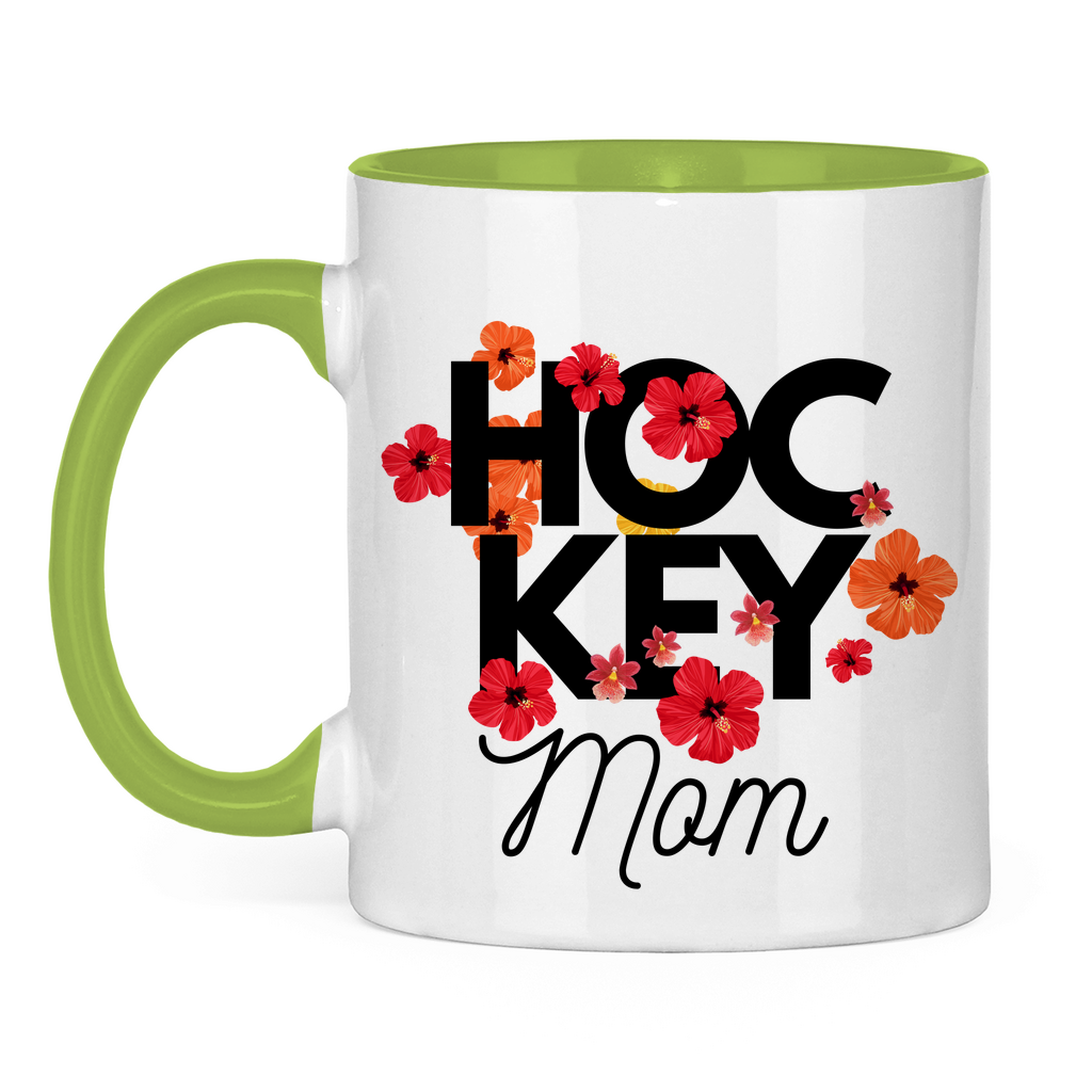 Tasse zweifarbig HOCKEY MOM FLOWERS