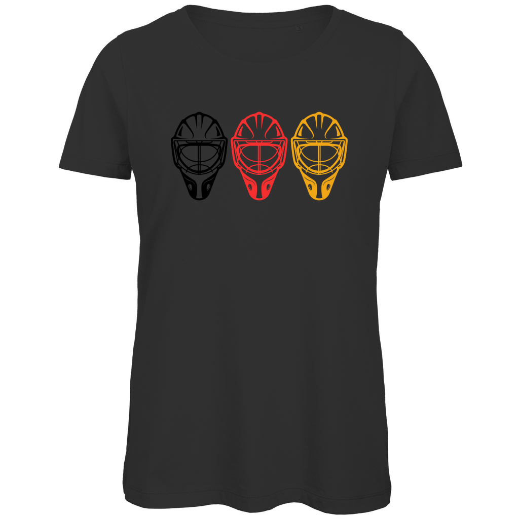 Ladies T-Shirt TEAM GOALIE MASKE SCHWARZ-ROT-GOLD