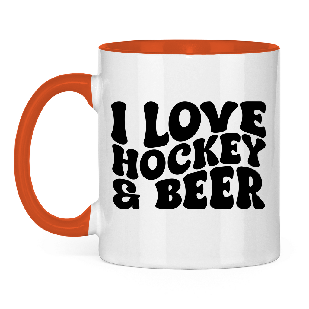 Tasse zweifarbig  I LOVE HOCKEY & BEER