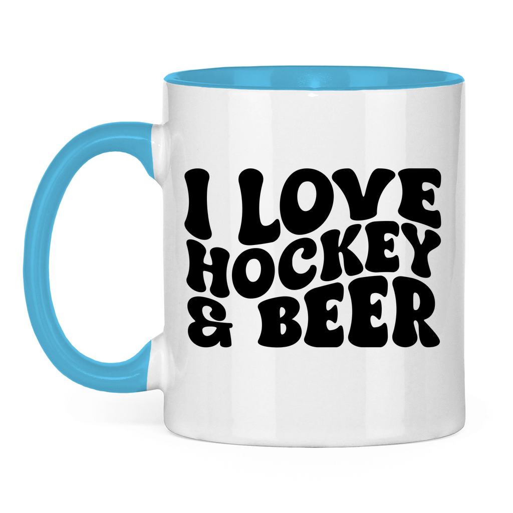 Tasse zweifarbig  I LOVE HOCKEY & BEER