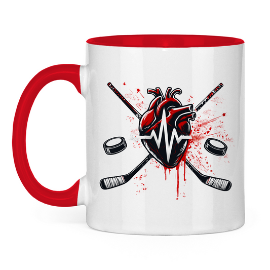 Tasse zweifarbig HOCKEY HEARTBEAT