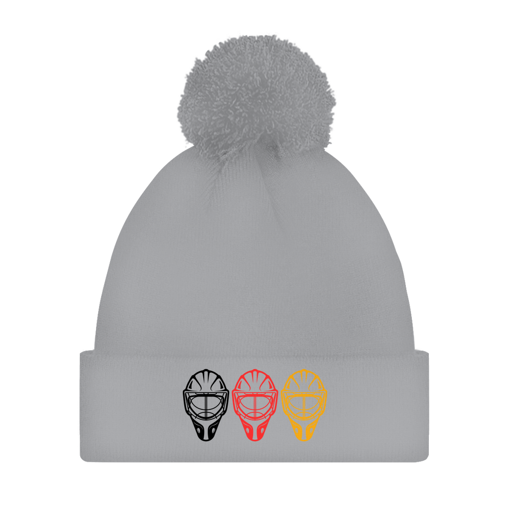 Bommelmütze TEAM GOALIE MASKE SCHWARZ-ROT-GOLD