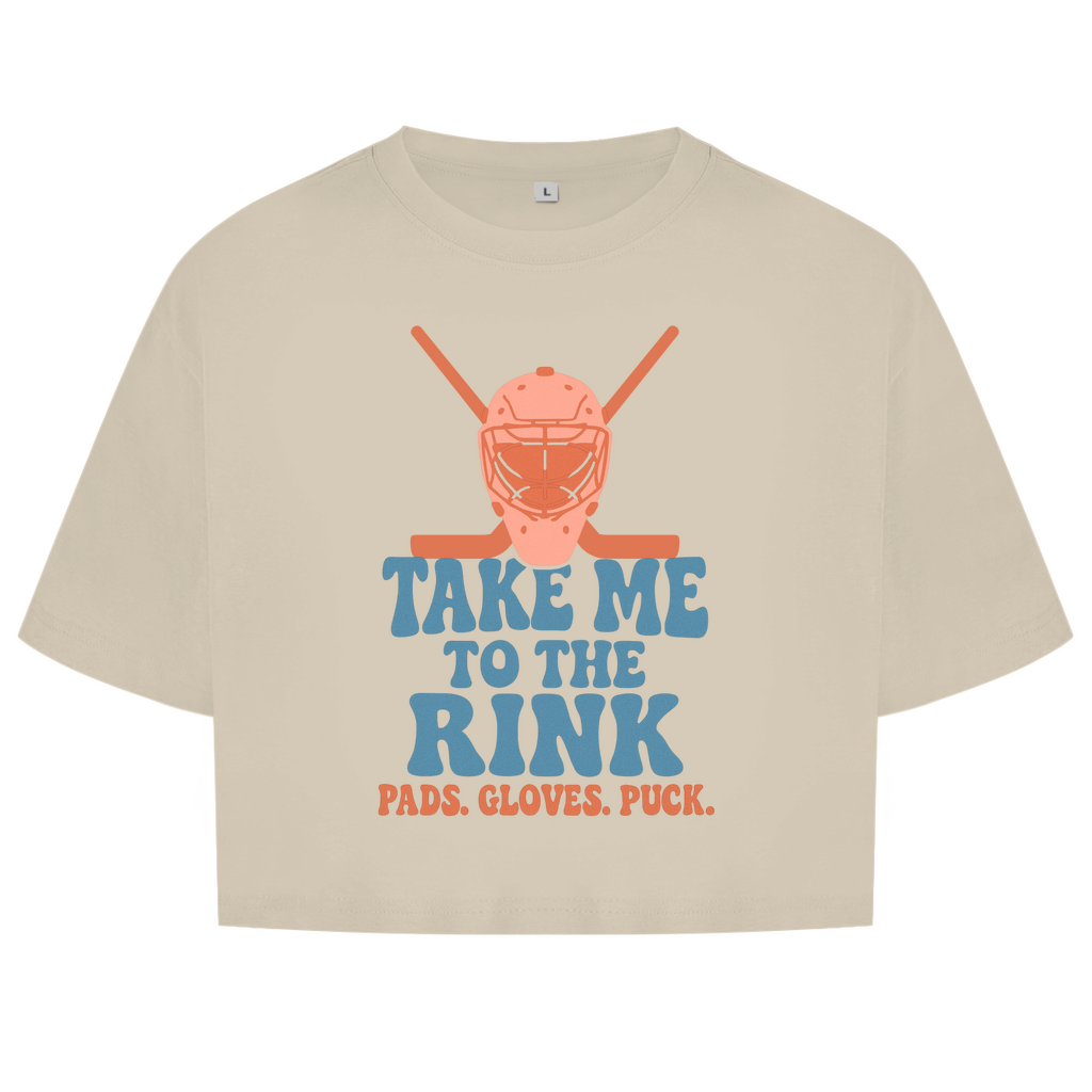 Ladies Crop Top TAKE ME TO THE RINK GOALIE