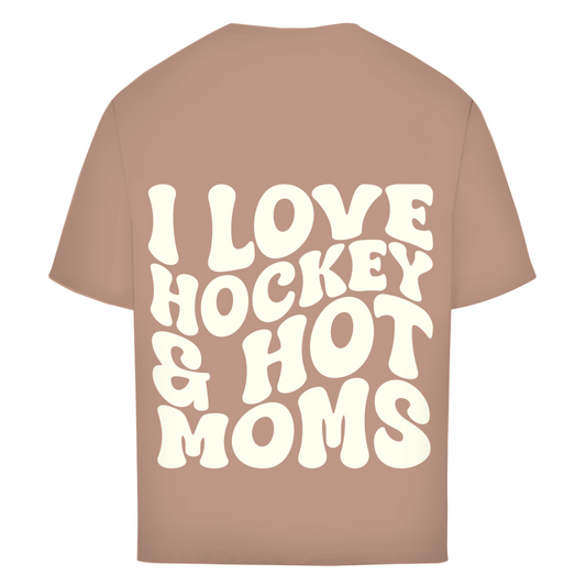 Oversize T-Shirt I LOVE HOCKEY & HOT MOMS (back)