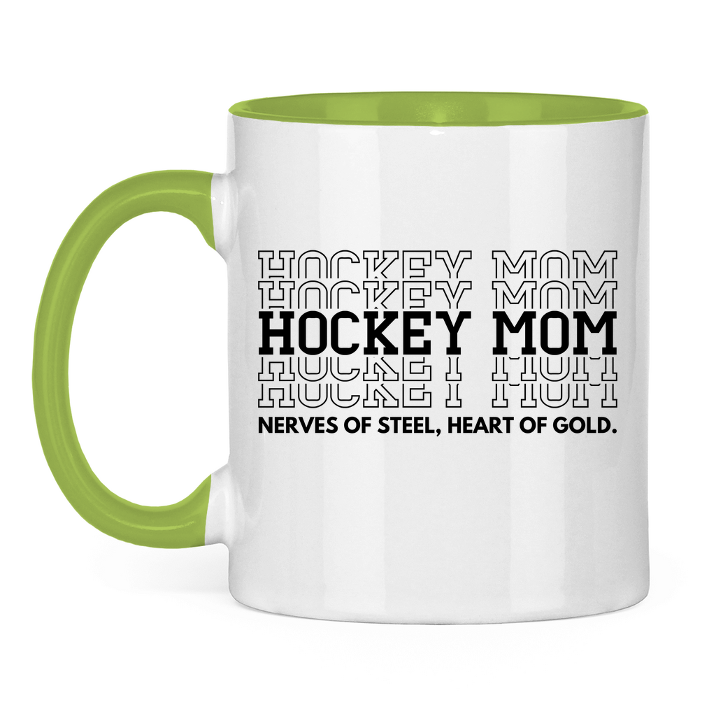 Tasse zweifarbig HOCKEYMOM NERVES & HEART