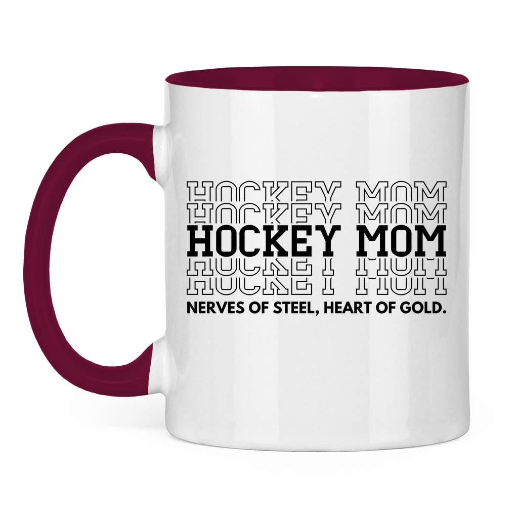 Tasse zweifarbig HOCKEYMOM NERVES & HEART
