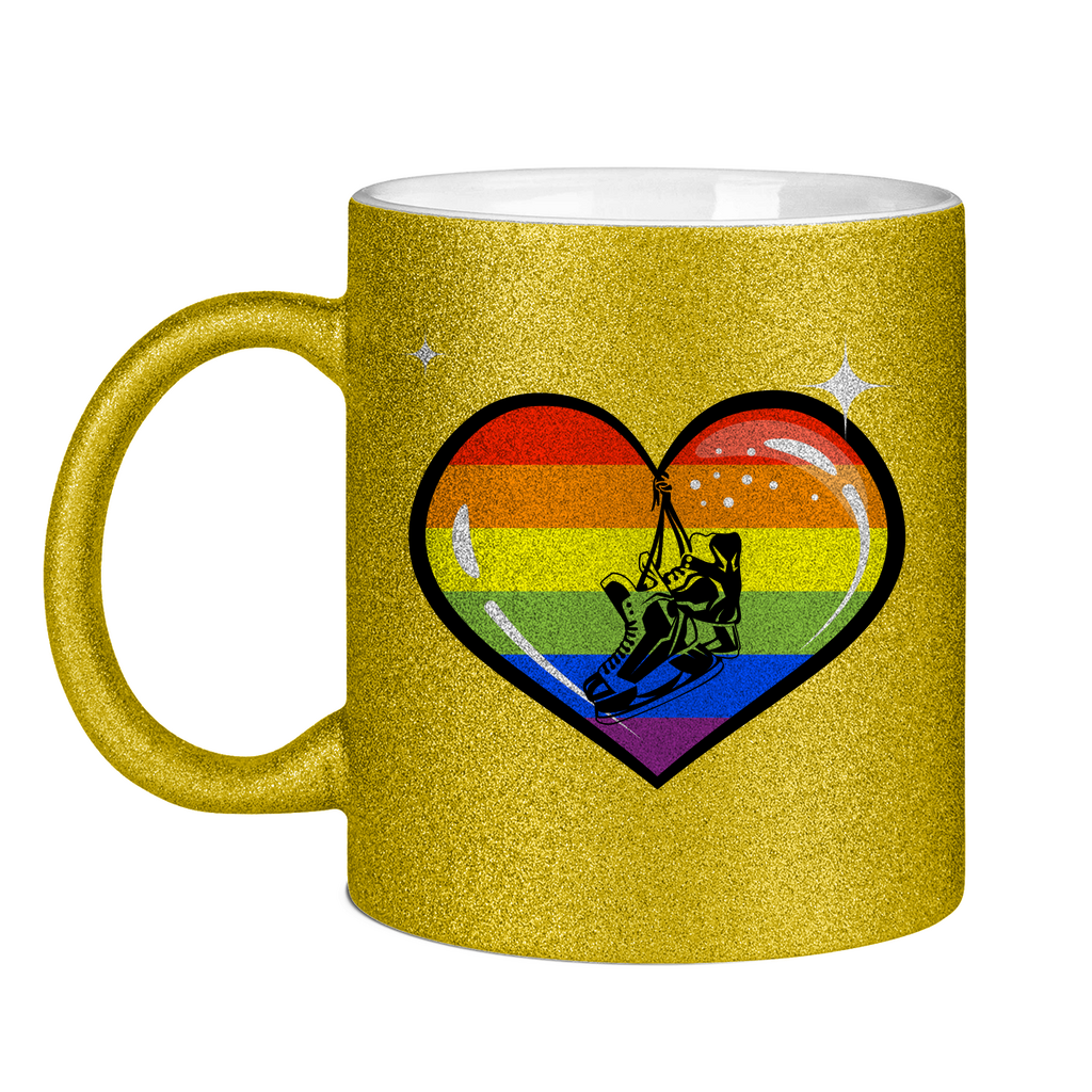 Glitzertasse RAINBOW SKATE HEART