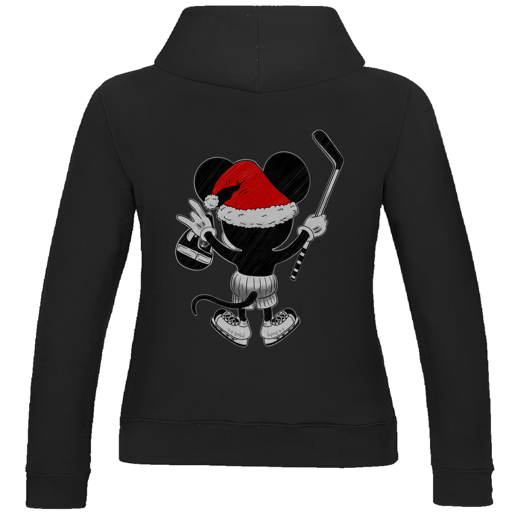 Ladies Hoodie HOCKEY-SANTA-MOUSE (back)