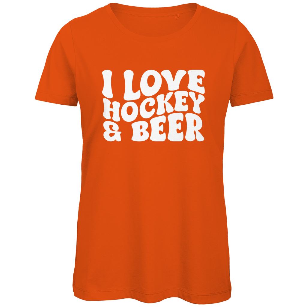 Ladies T-Shirt I LOVE HOCKEY & BEER