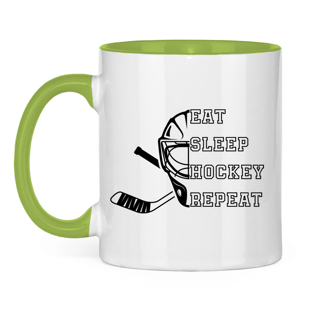 Tasse zweifarbig EAT, SLEEP GOALIE