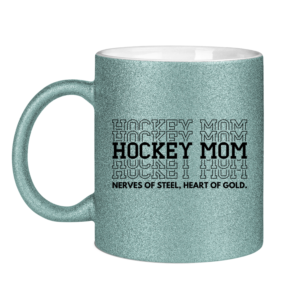 Glitzertasse HOCKEYMOM NERVES & HEART