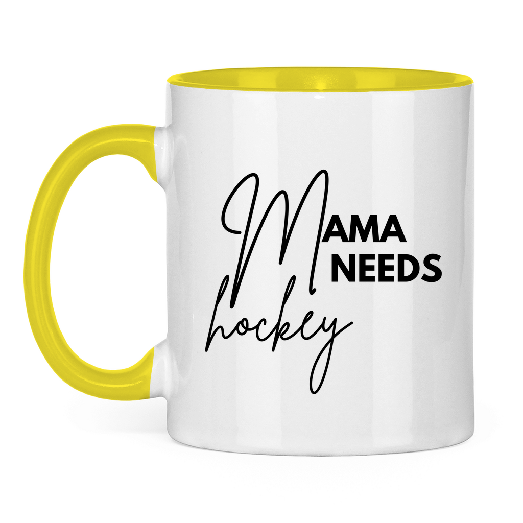 Tasse zweifarbig MAMA NEEDS HOCKEY