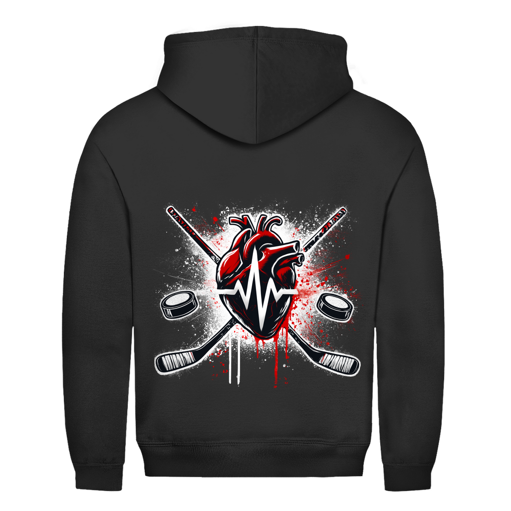Unisex Hoodie HOCKEY HEARTBEAT (back)