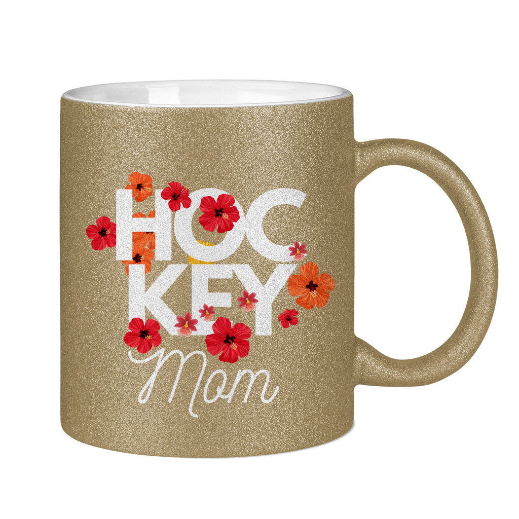 Glitzertasse HOCKEYMOM FLOWERS