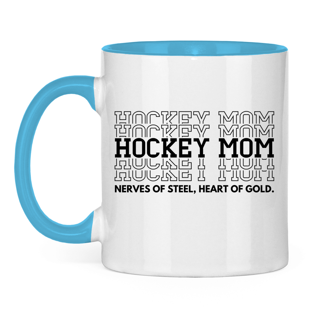 Tasse zweifarbig HOCKEYMOM NERVES & HEART