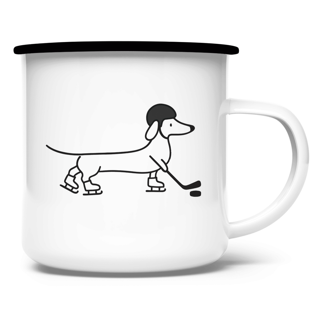 Emaille Tasse HOCKEY DACKEL