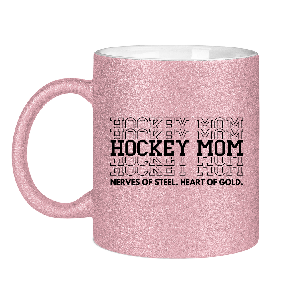 Glitzertasse HOCKEYMOM NERVES & HEART