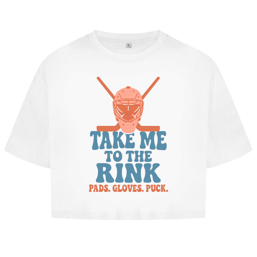 Ladies Crop Top TAKE ME TO THE RINK GOALIE