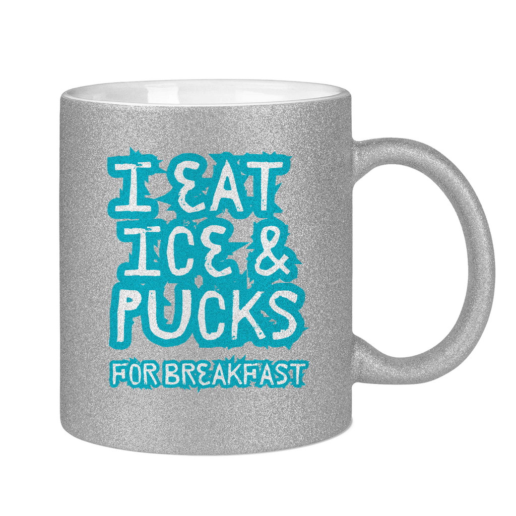 Glitzertasse ICE & PUCKS FOR BREAKFAST