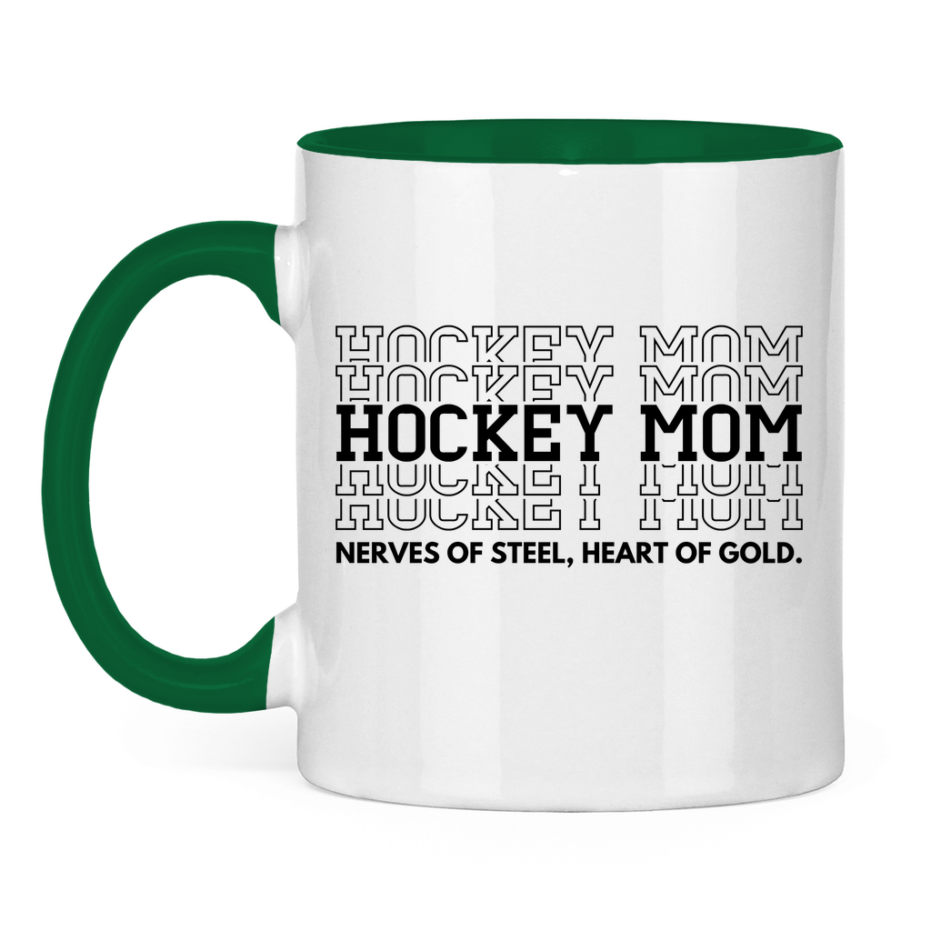 Tasse zweifarbig HOCKEYMOM NERVES & HEART