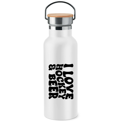 Edelstahl-Trinkflasche I LOVE HOCKEY & BEER