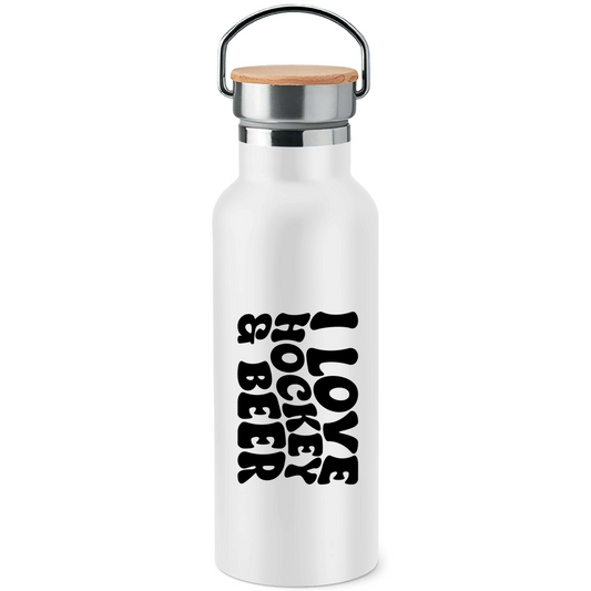 Edelstahl-Trinkflasche I LOVE HOCKEY & BEER