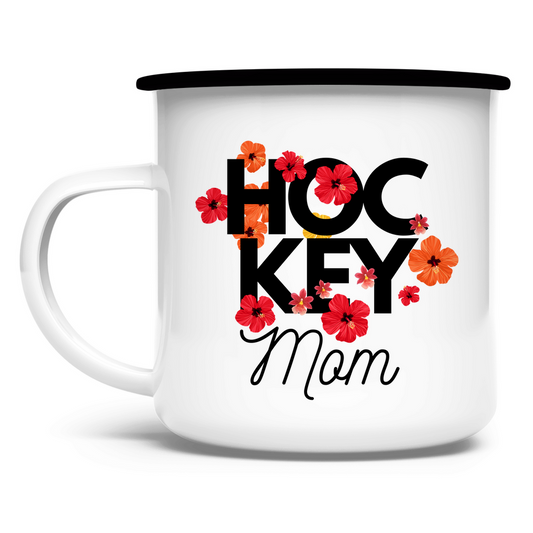 Emaille Tasse HOCKEY MOM FLOWERS