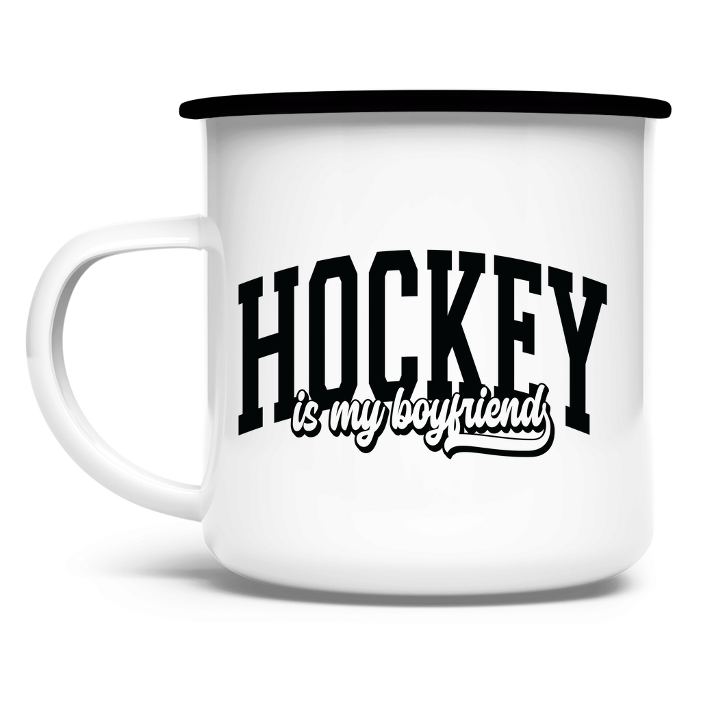 Emaille Tasse HOCKEY IS MY BOYFRIEND