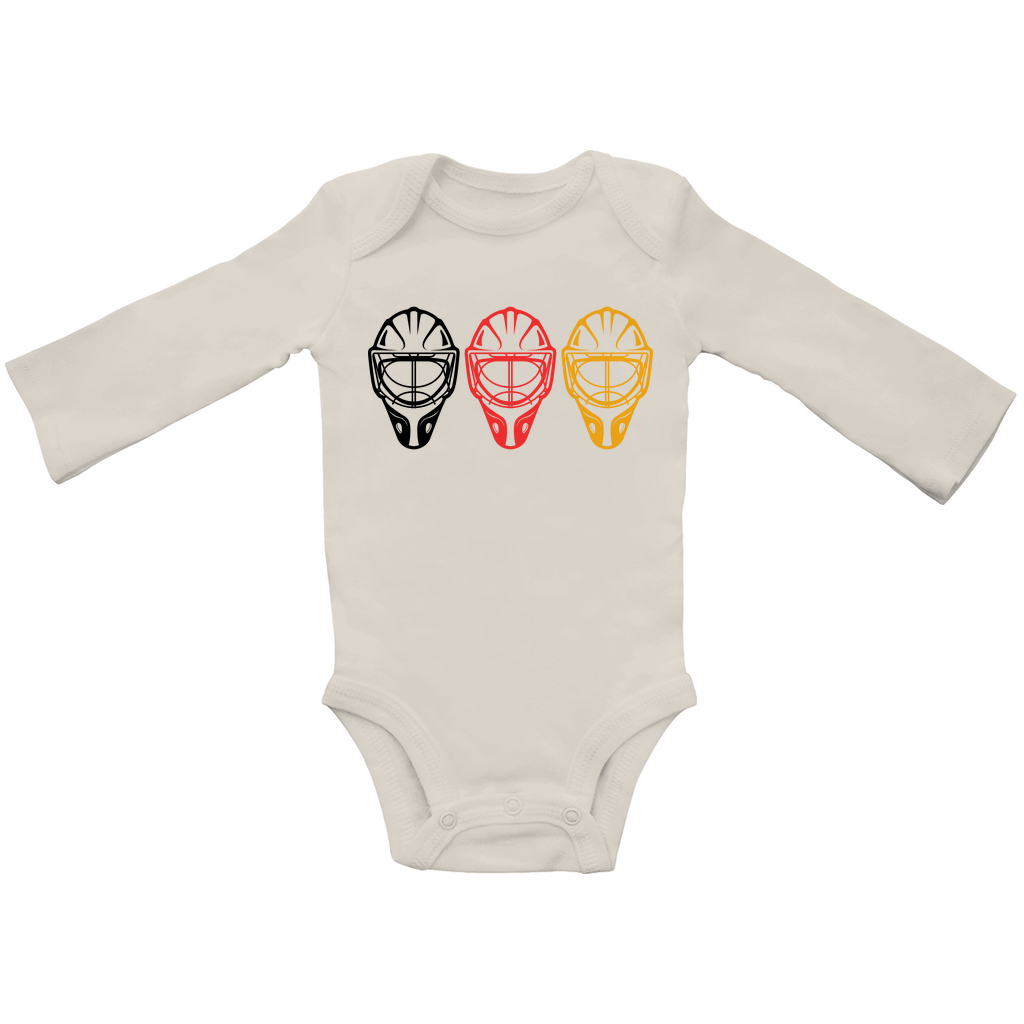 Babybody Langarm TEAM GOALIE MASKE SCHWARZ-ROT-GOLD