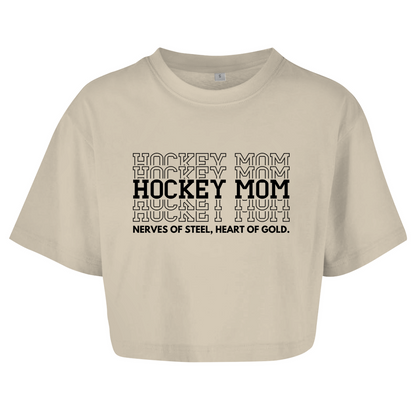Ladies Crop Top HOCKEYMOM NERVES & HEART