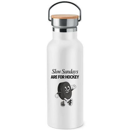 Edelstahl-Trinkflasche mit Bambusdeckel SLOW SUNDAYS