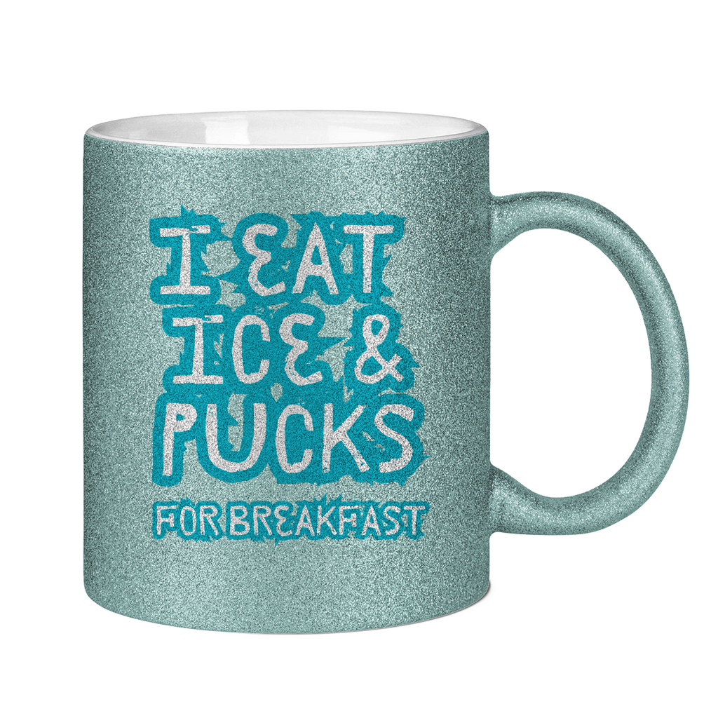 Glitzertasse ICE & PUCKS FOR BREAKFAST