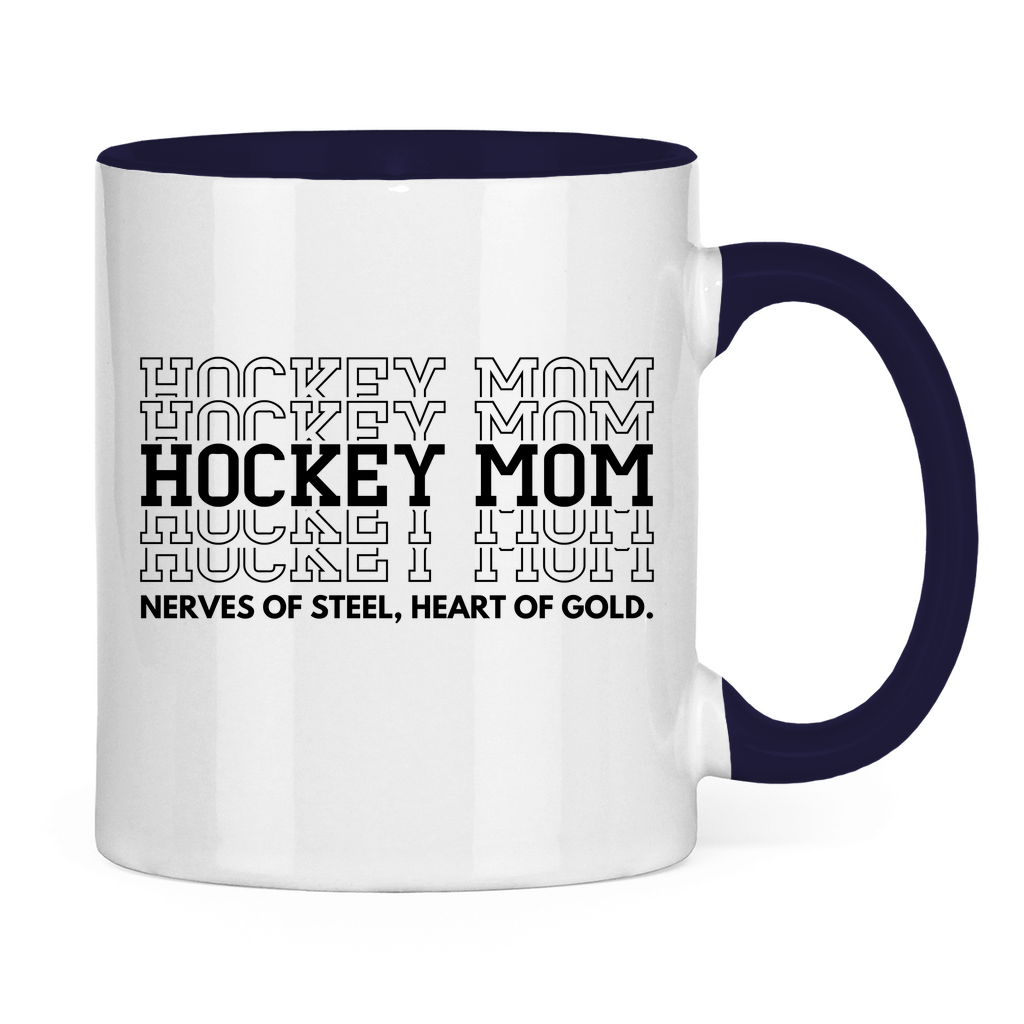 Tasse zweifarbig HOCKEYMOM NERVES & HEART