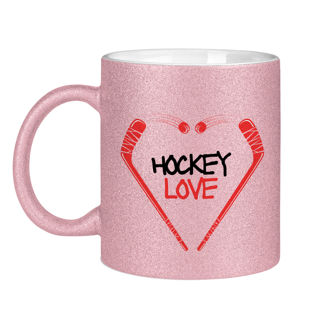 Glitzertasse HOCKEYLOVE STICKHEART