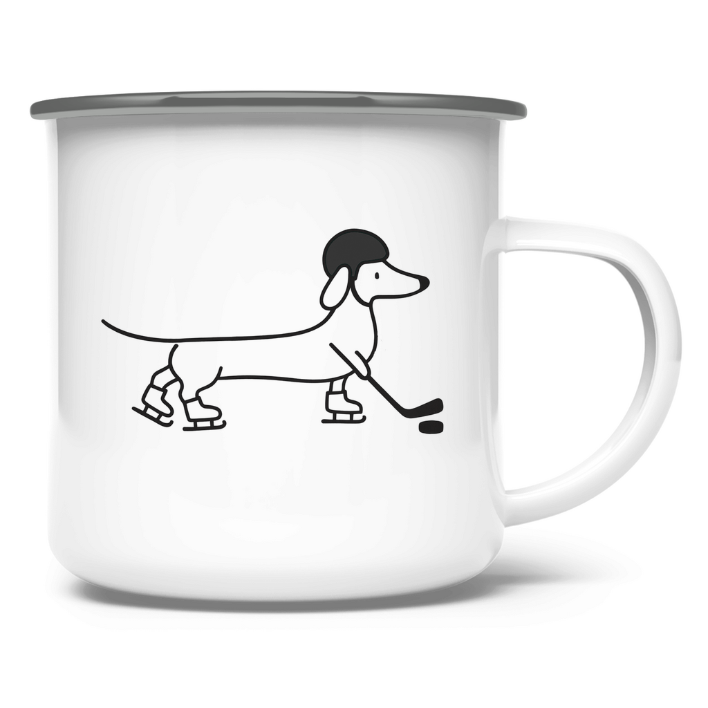 Emaille Tasse HOCKEY DACKEL