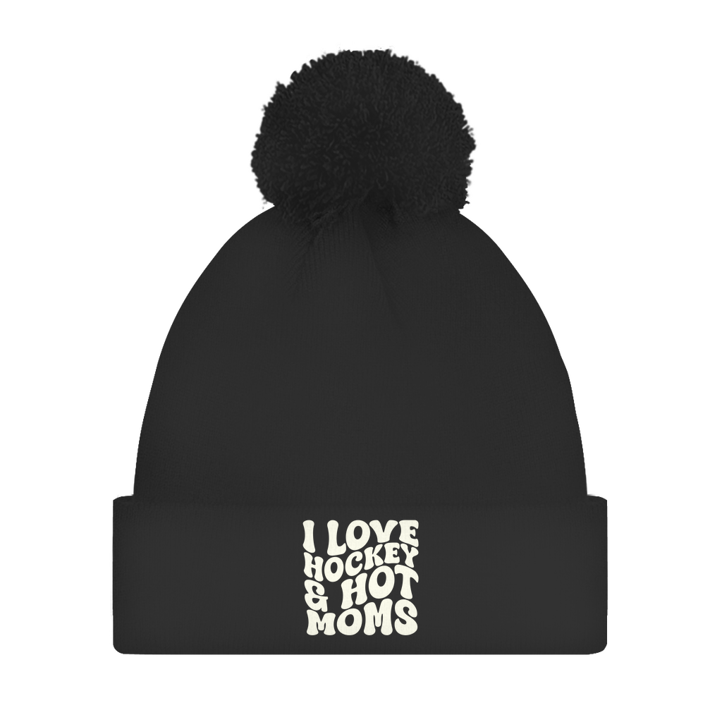 Bommelmütze I LOVE HOCKEY & HOT MOMS