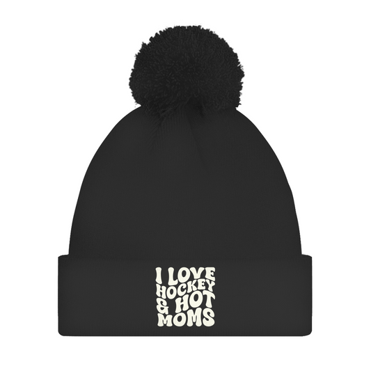 Bommelmütze I LOVE HOCKEY & HOT MOMS