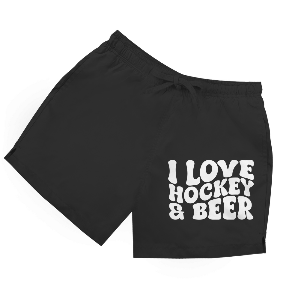 Badehose I LOVE HOCKEY & BEER