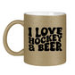 Glitzertasse I LOVE HOCKEY & BEER