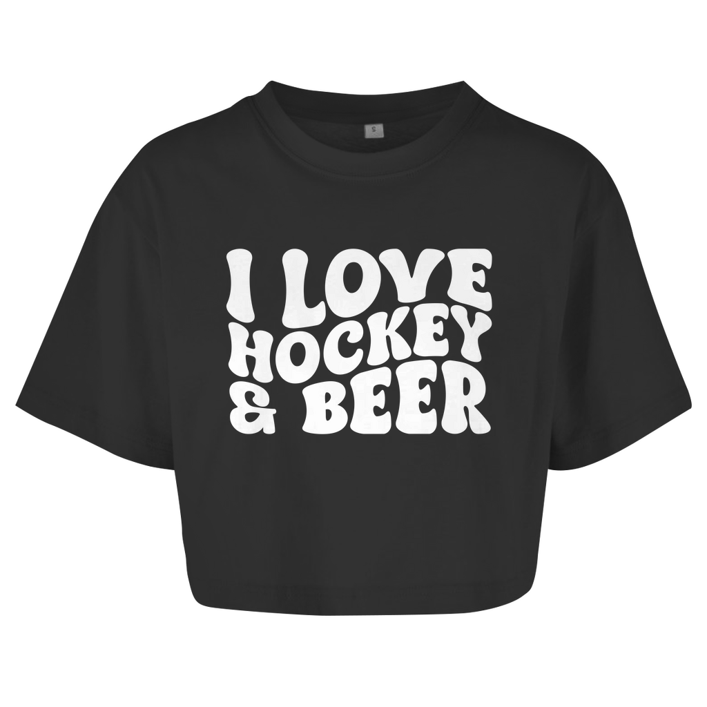 Ladies Crop Top I LOVE HOCKEY & BEER