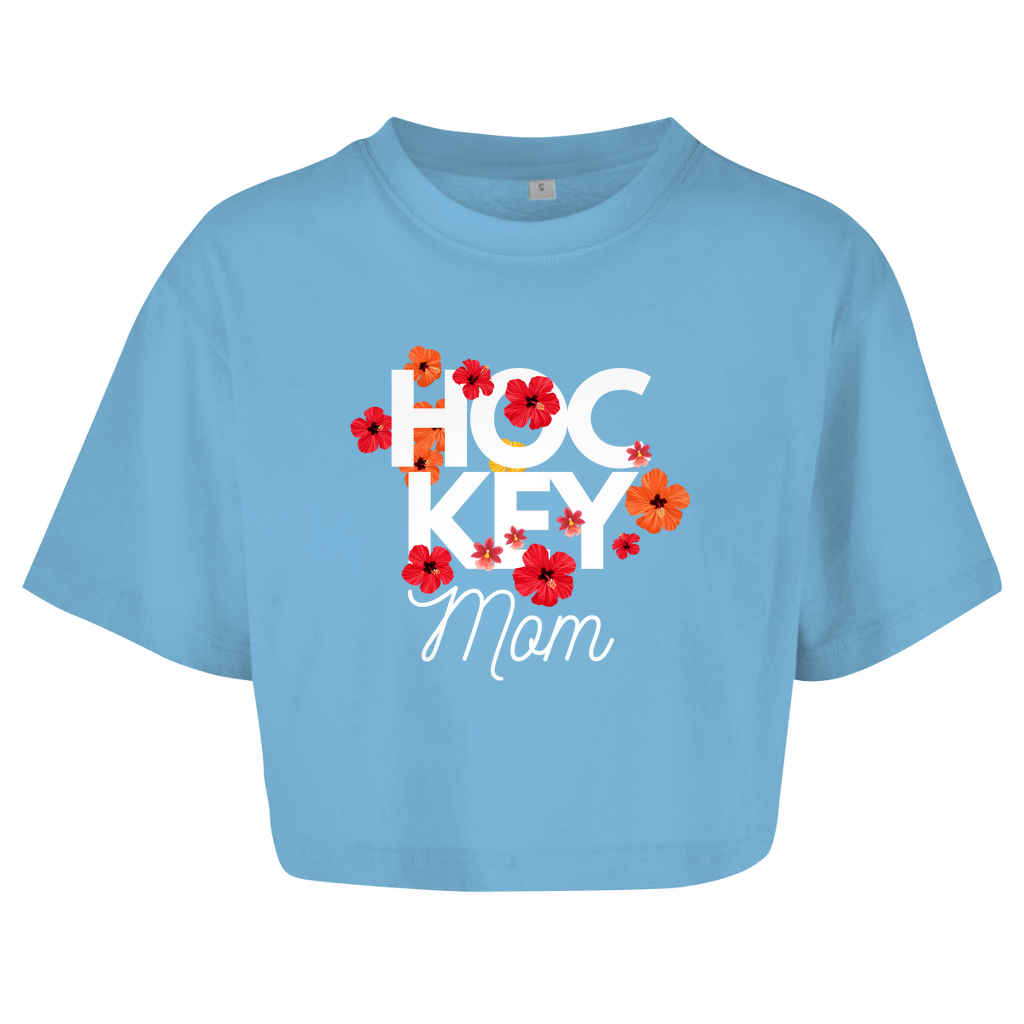 Ladies Crop Top HOCKEYMOM FLOWERS