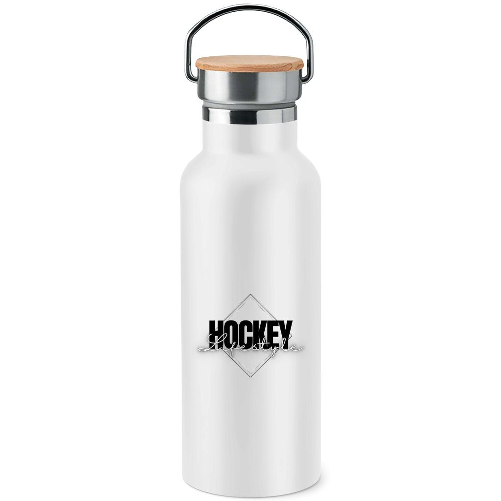 Edelstahl-Trinkflasche mit Bambusdeckel HOCKEY LIFESTYLE
