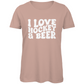 Ladies T-Shirt I LOVE HOCKEY & BEER