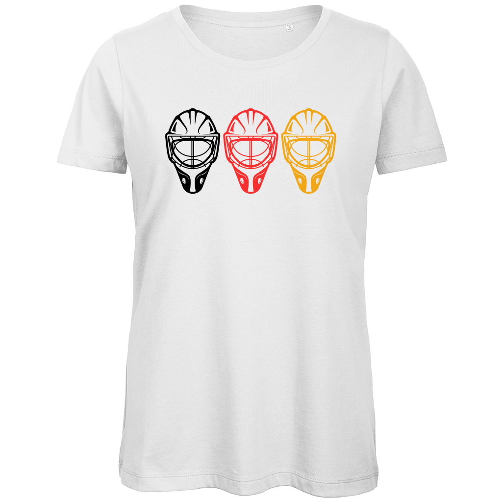 Ladies T-Shirt TEAM GOALIE MASKE SCHWARZ-ROT-GOLD