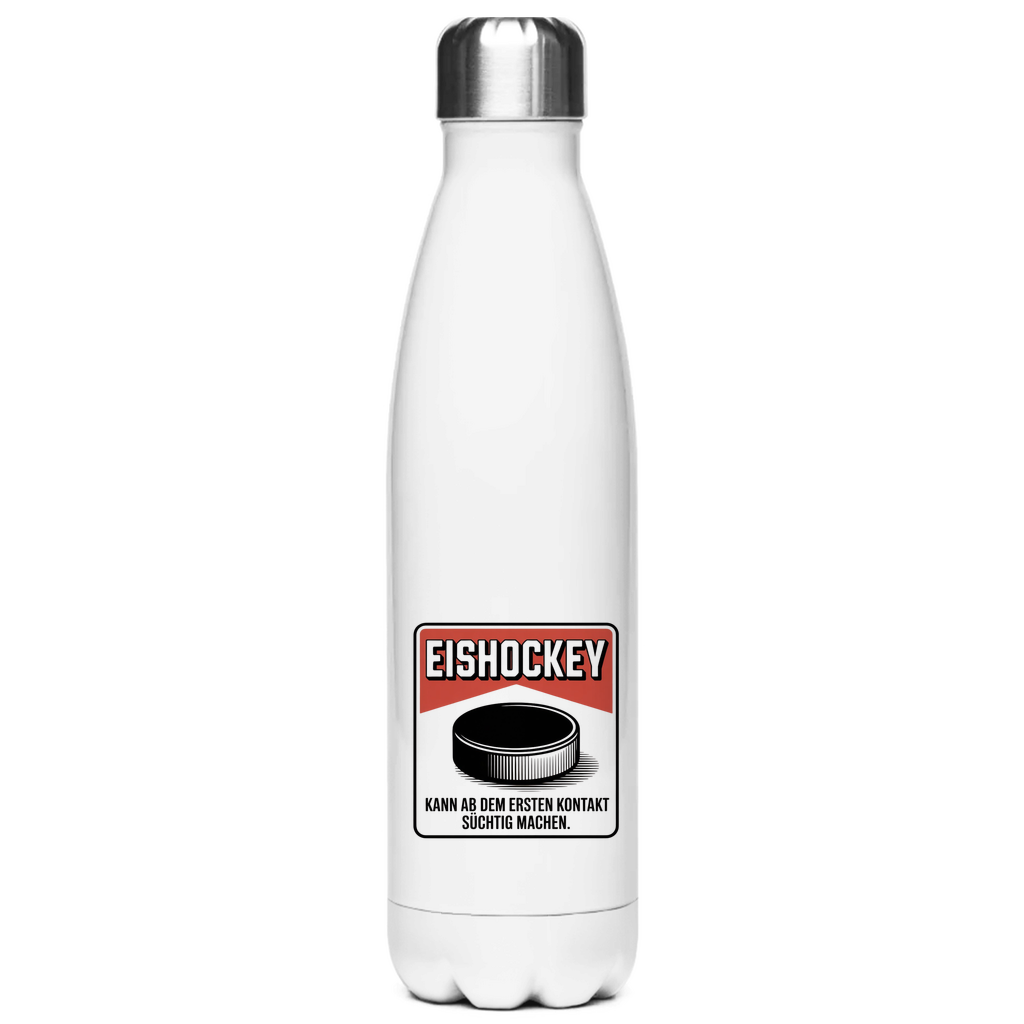 Edelstahl-Thermoflasche  EISHOCKEY ZIGARETTENSCHACHTEL