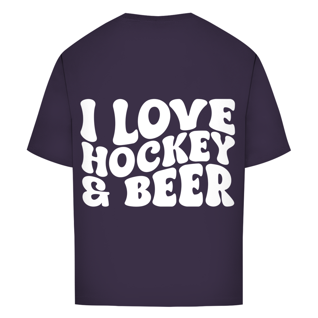 Oversize T-Shirt I LOVE HOCKEY & BEER (back)