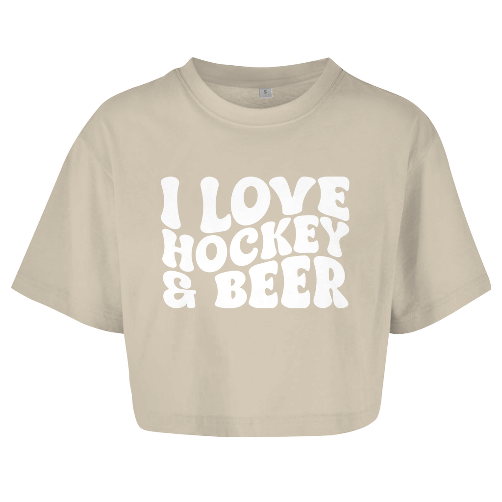 Ladies Crop Top I LOVE HOCKEY & BEER