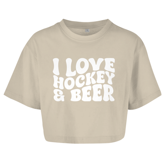 Ladies Crop Top I LOVE HOCKEY & BEER
